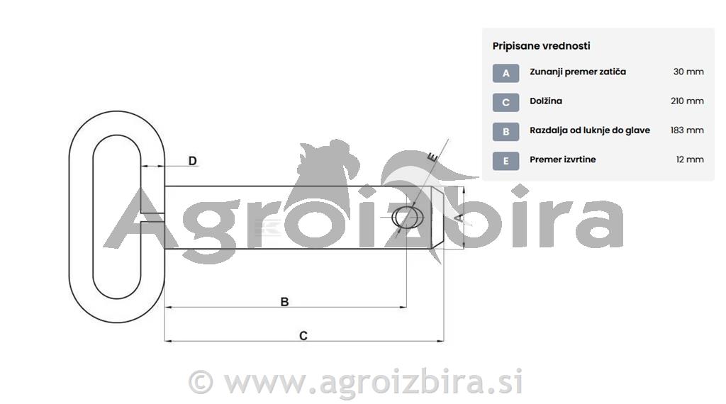 SORNIK PRIKLOPA Z ROČAJEM 30X183mm L=210