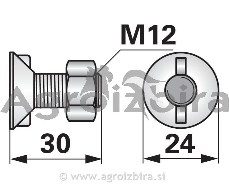 VIJAK PLUGA LEMEŽA 2-ROBNI M12X30