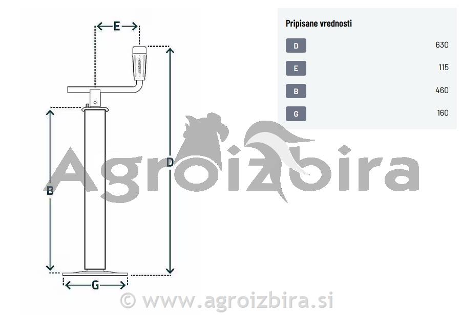 PODPORNA NOGA 60 X 630mm 600kg