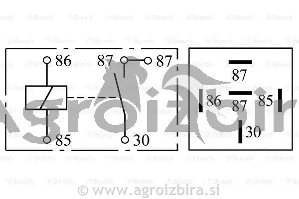 RELE BOSCH 12V 30A MEGLENKE 5 kontaktov z nosilcem BOSCH