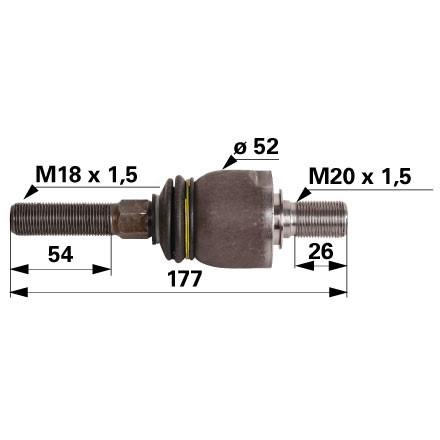 AKSIALNI ZGLOB M18X1,5L-M20X1,5L PAZI levi navoji