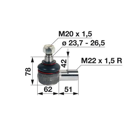 KONČNIK M22x1.5mm K23.7mm nd MF