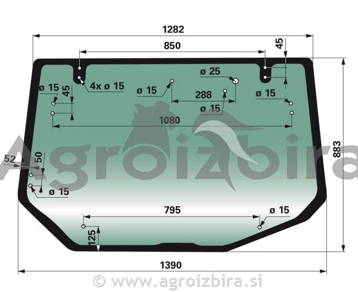 STEKLO KABINE ZADAJ zgoraj VALTRA N111ES