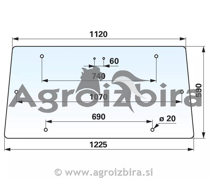 STEKLO KABINE ZADNJE ZGORNJE (8 lukenj) MF - MASSEY FERGUSON
