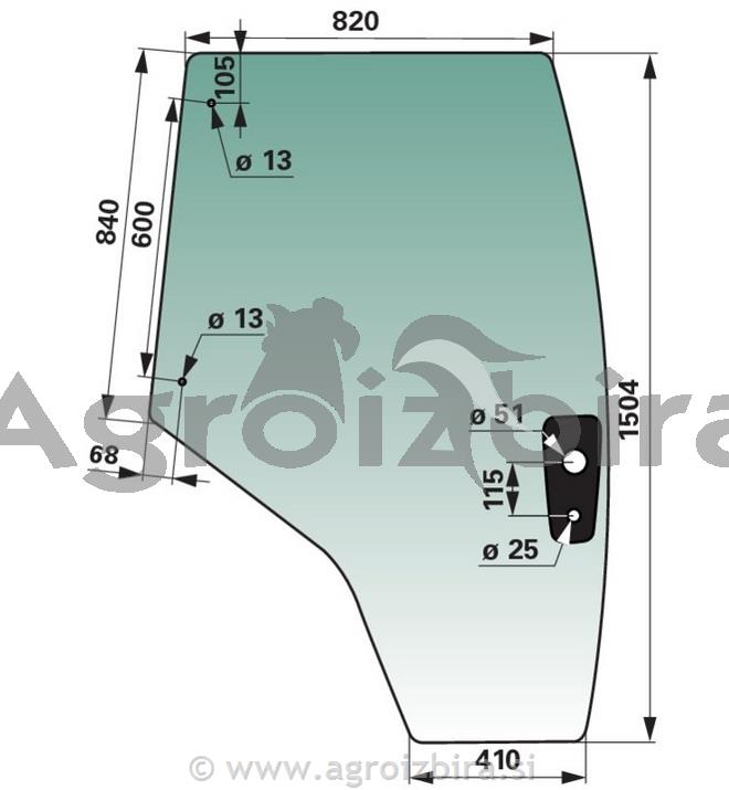 STEKLO KABINE VRAT desno MF 5713s
