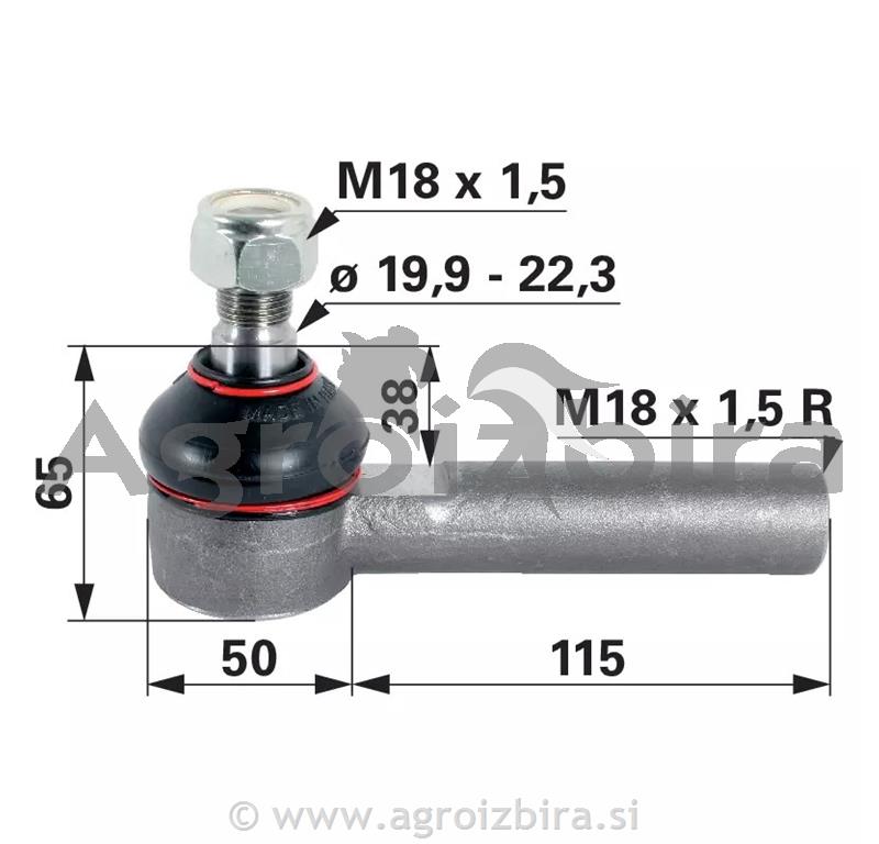 KONČNIK M18X1,5 K20 NL L=150 STEYR
