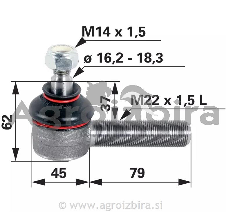KONČNIK VOLANA M22X1,5mm K16,3 STEYR ZL CARRARO