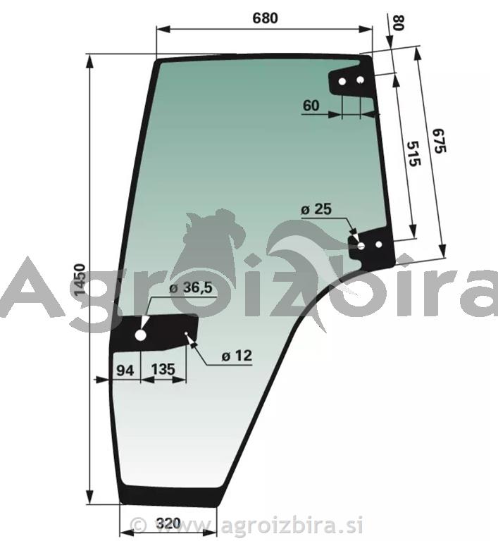 STEKLO KABINE VRAT LEVO ZELENO TONIRANO CASE NEW HOLLAND STEYR