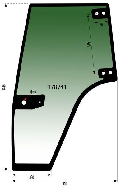 STEKLO KABINE VRAT LEVO ZELENO TONIRANO CASE NEW HOLLAND STEYR
