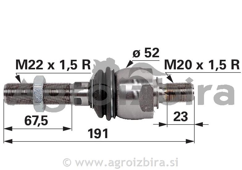 AKSIALNI ZGLOB M22x1.5mm/M20x1.5