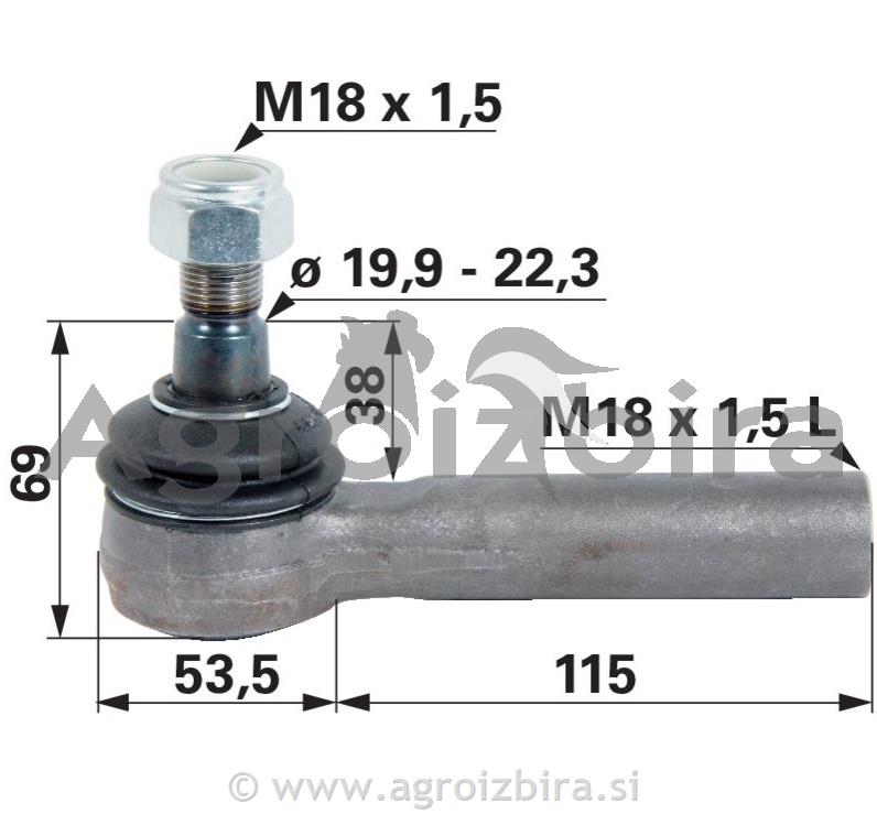 KONČNIK VOLANA M18x1.5mm not levi