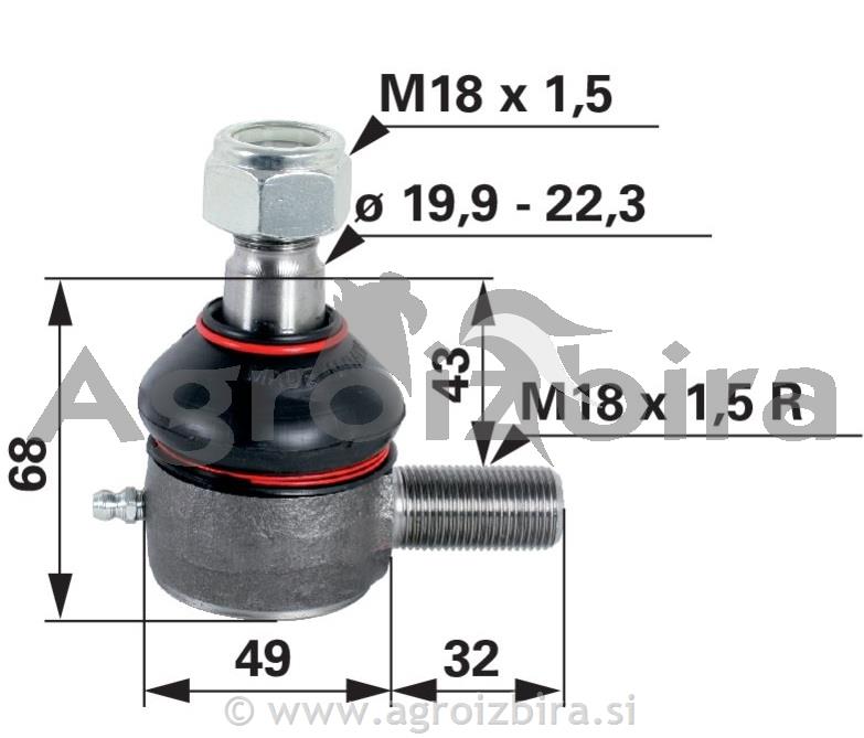 ZGLOB VOLANA zunanji desni M18x1.5 K20