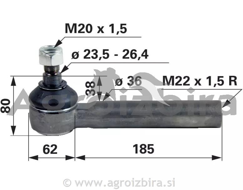 KONČNIK M22X1,5D K23,5/26,4 DEUTZ FAHR