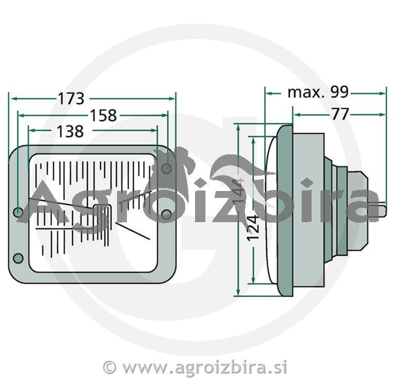 ŽAROMET PREDNJI OGLAT H4 172x142x65