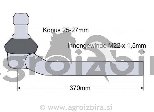 KONČNIK FENDT M22X1.5 K25-27 L=370 DESNI
