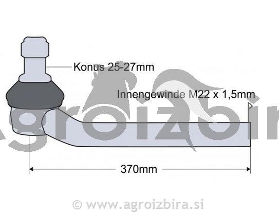 KONČNIK FENDT M22X1.5 K25-27 L=370 LEVI