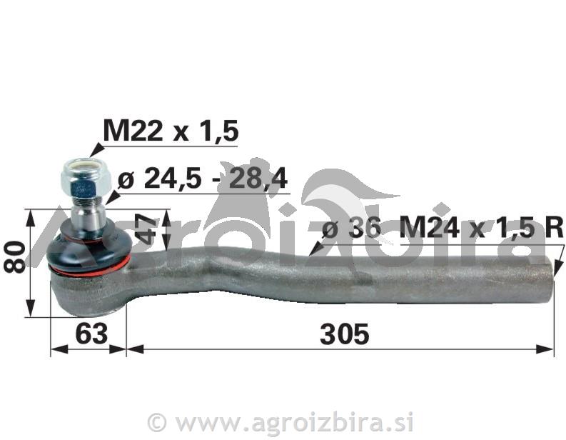 ZGLOB VOLANA LEVI DEUTZ FAHR M24x1.5DK25