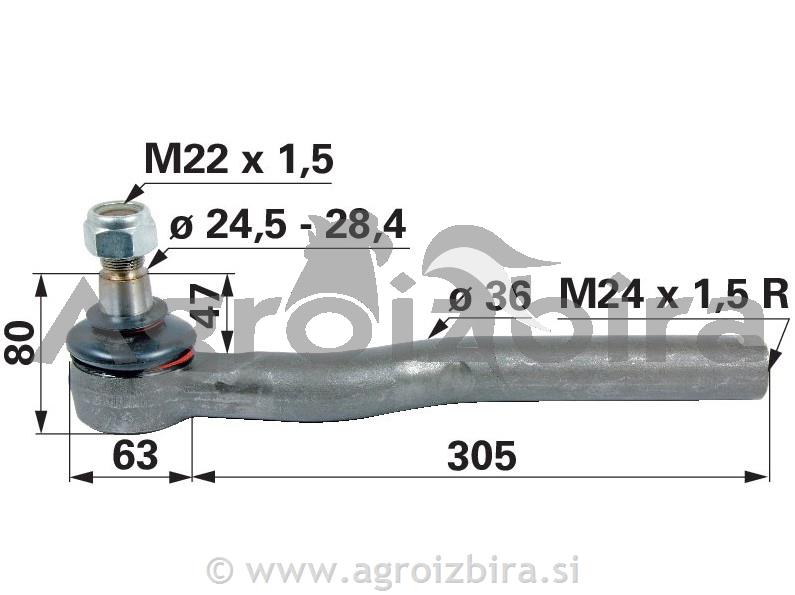 ZGLOB VOLANA DESNI UKRIVLJEN M24x1.5D