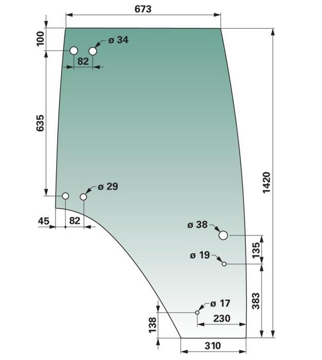 STEKLO KABINE VRAT FENDT DESNO