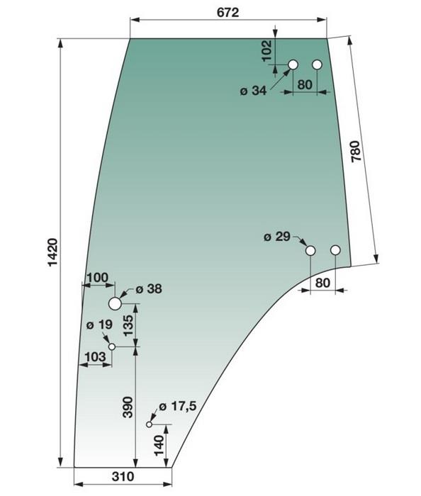 STEKLO KABINE VRAT levo FENDT