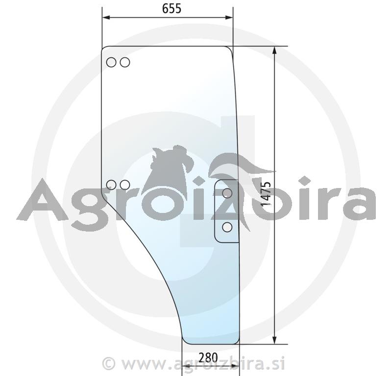 STEKLO KABINE VRAT DESNO JOHN DEERE 5500
