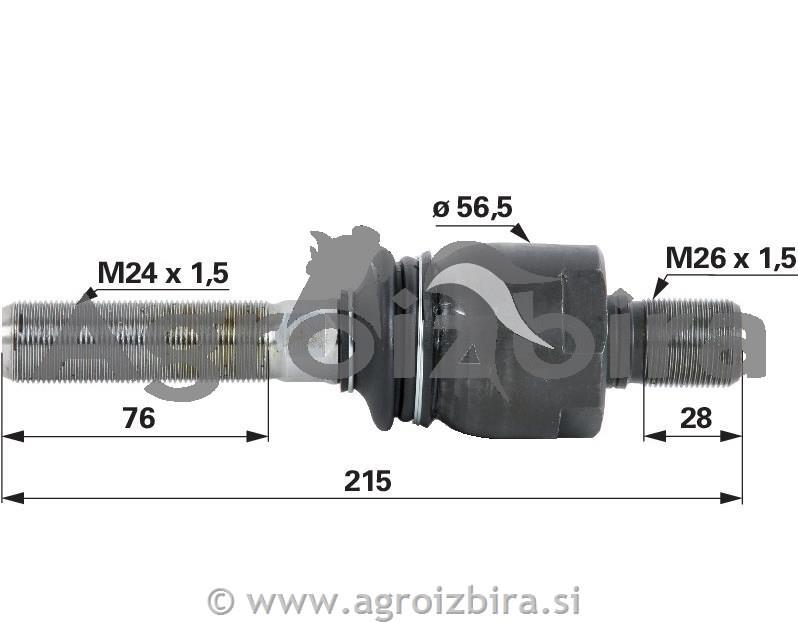 ZGLOB VOLANA AKSIALNI M24x1.5mm - M26x1.5mm L kpl=215mm desni zunanji navoj JD
