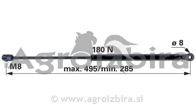 PLINSKI AMORTIZER L=495 F=180N CASE JD